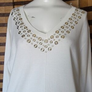 NWT! Ruby Rd Gold Rivet Sweater